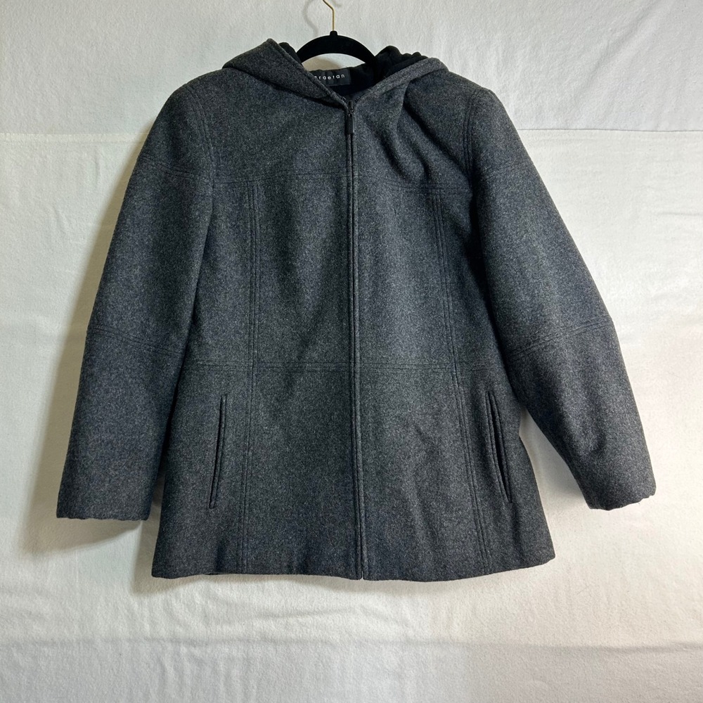 Braetan Women's Charcoal Grey Wool Blend‎ Hooded Zip Front Coat Size Medium - Picture 10 of 11